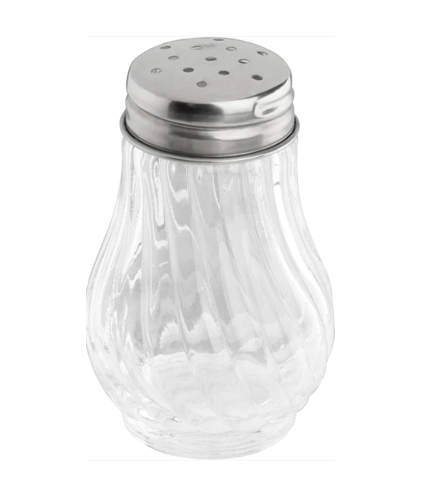 Clear Ribbed Glass Sugar Spices Cheese Jar Dispenser 10 x 5 cm 0469 (Parcel Rate)