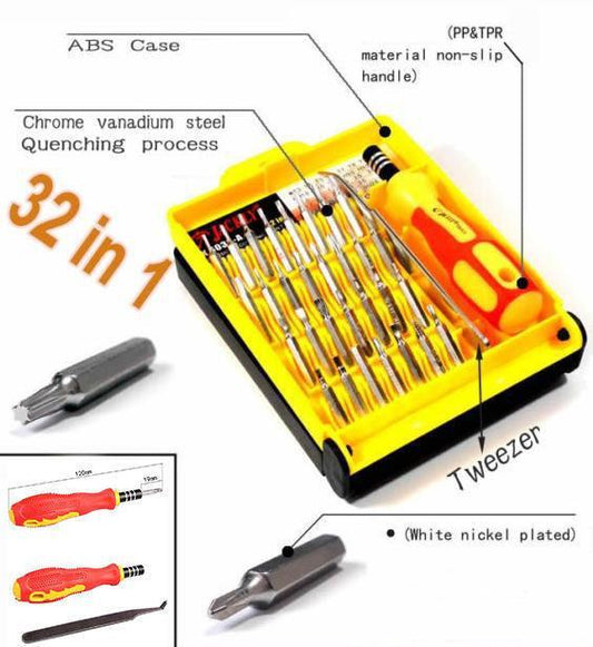 32 in 1 Precision Screwdrivers Set Electronics Slotted Star Torx Hex Philips Inc Tweezers 1021 (Parcel Rate)