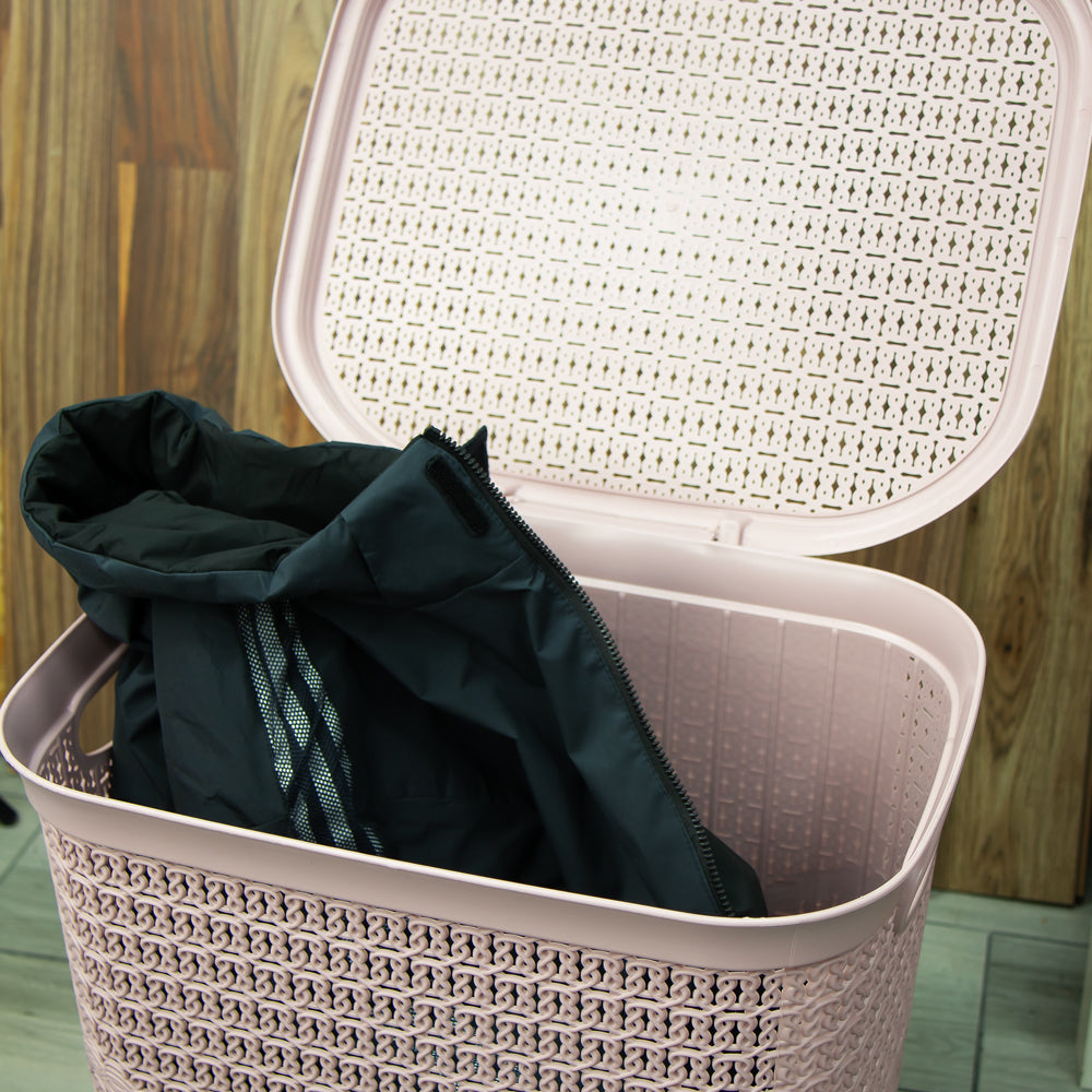 Asude Plastic Knit Laundry Basket Hamper 55L Assorted Colours 11138 / ASD040 A (Big Parcel Rate)