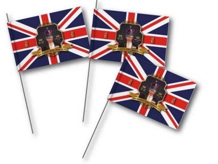 Coronation "His Majesty King Charles III" Hand Flags 3 Pack 30 x 40 cm 821618 (Parcel Rate)