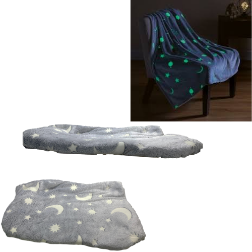 Magic Glow In The Dark Blanket Assorted Colours 6660 (Parcel Rate)