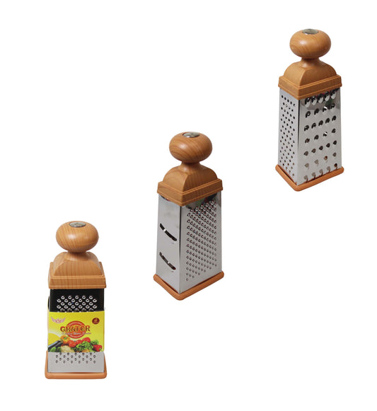 Kitchen Multipurpose Use 4 Sided Grater Ideal Food Prep Wooden Handle Grater 3140 (Parcel Rate)