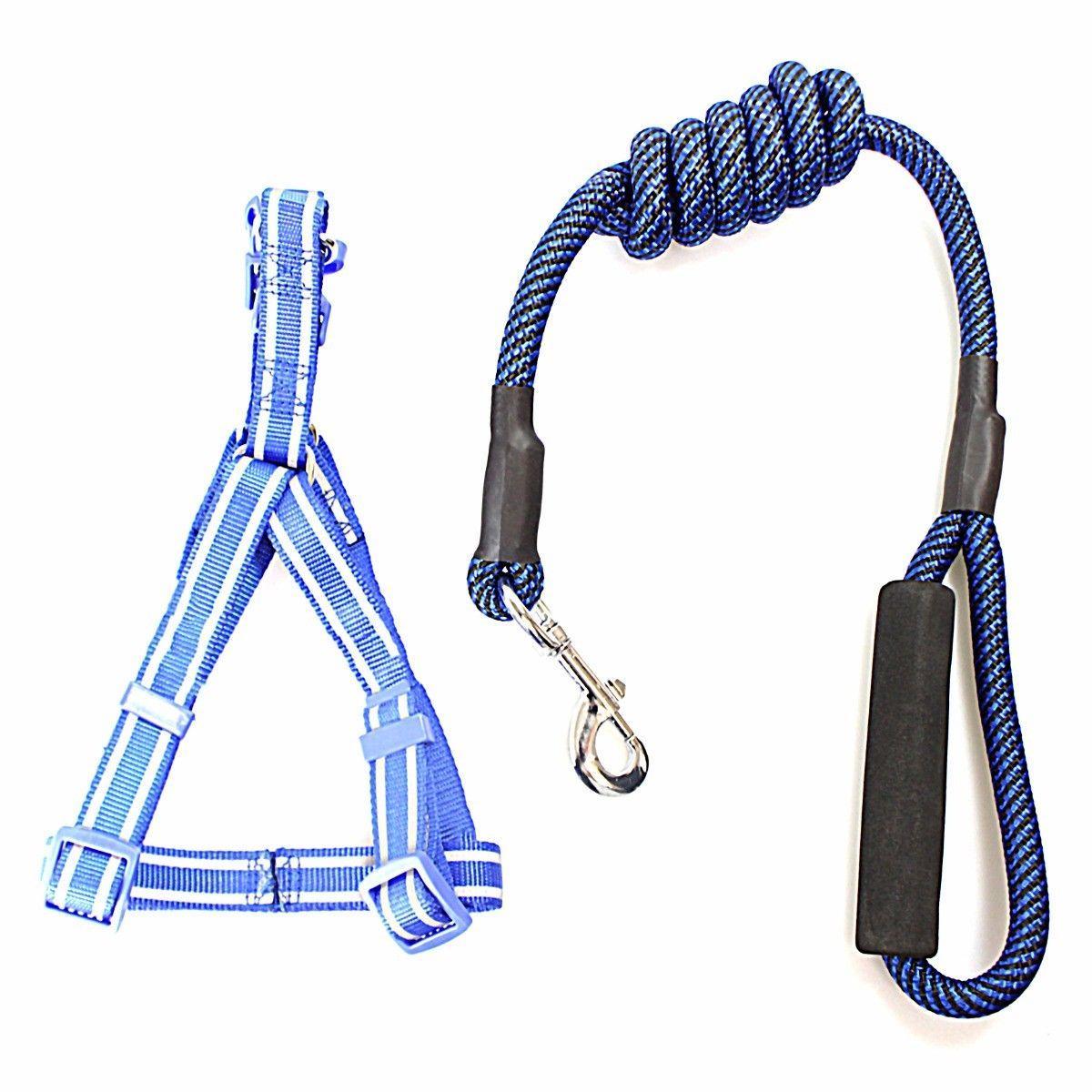 Reflective Nylon  Dog Leash lead with Harness Assorted Colours 4266 (Large Letter Rate)