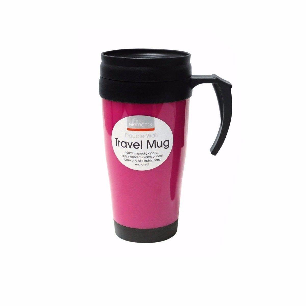 Retro Travel Mug 450ml Assorted Colours FLK1037 (Parcel Rate)p