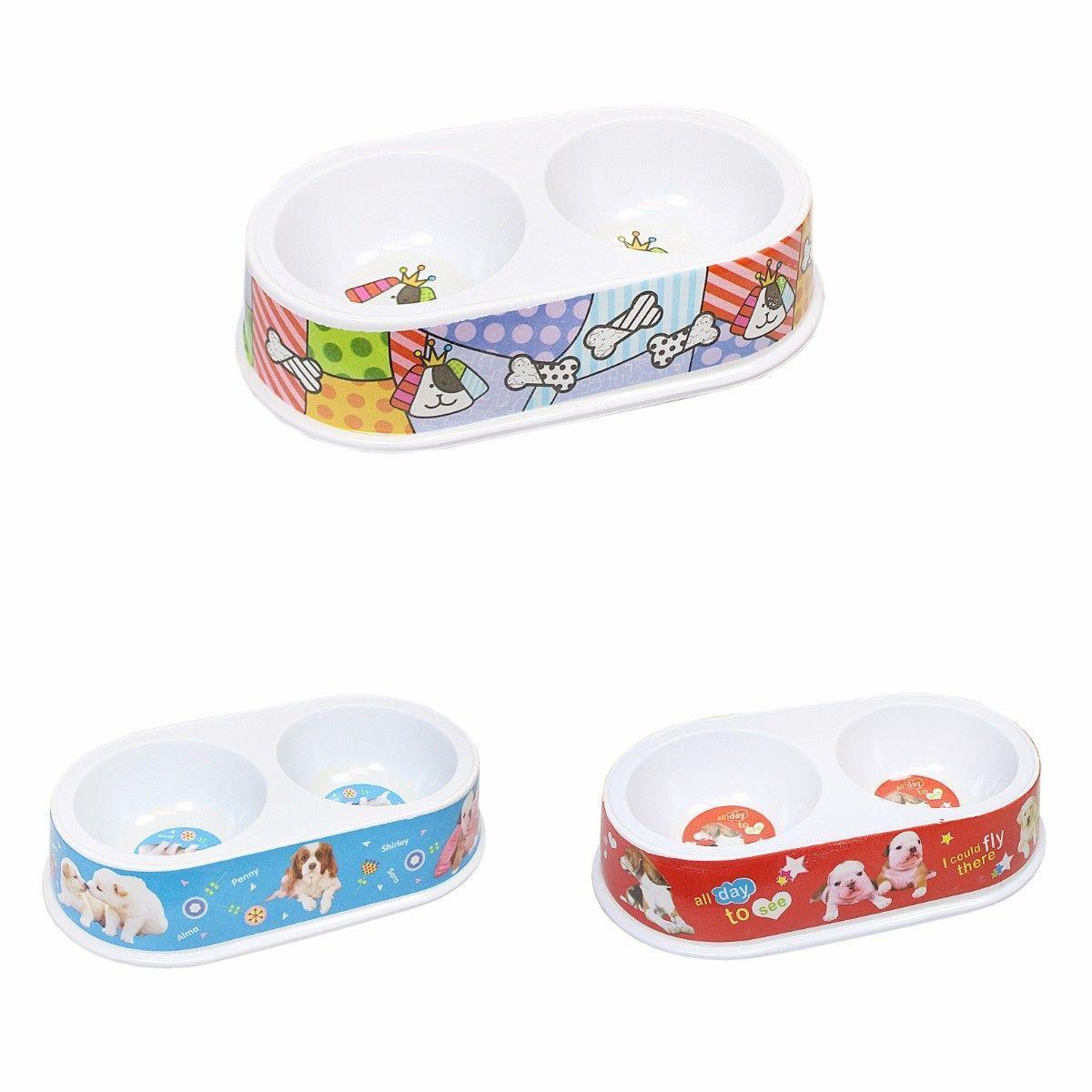 Plastic Dog Cat Feeding Bowl Assorted Colour With Printed Design Pets 21cm x 8cm   0070 (Parcel Rate)