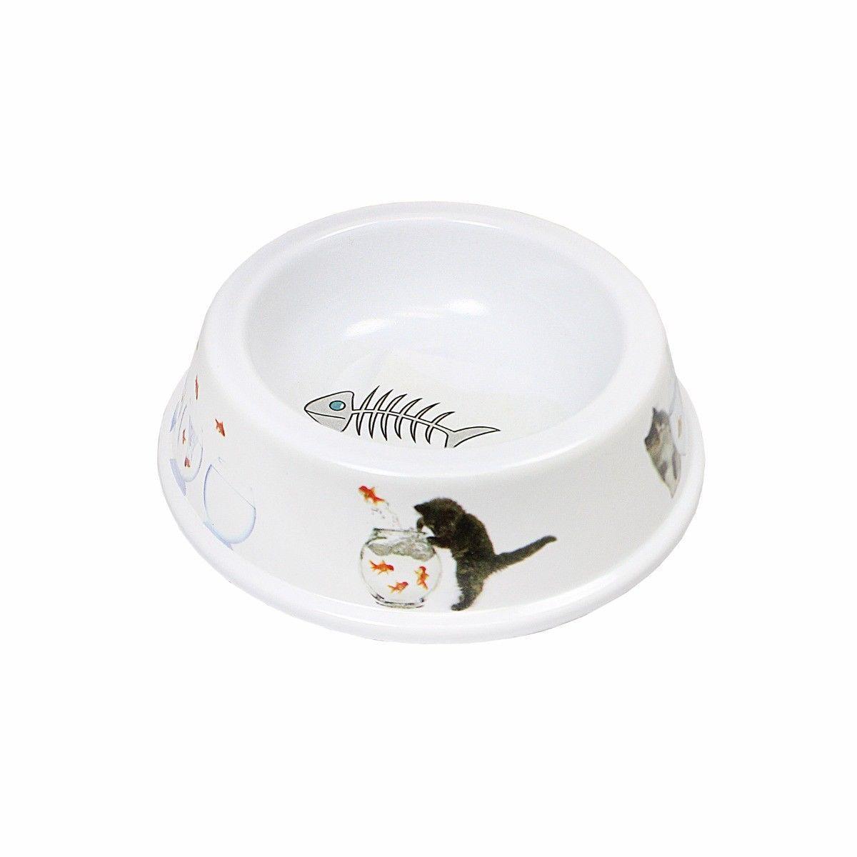 Plastic Cat Feeding Bowl In Print Design 11.5cm 0068 (Parcel Rate)