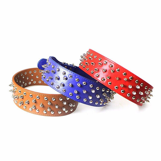 Pet Dog Adjustable Studded Collar Assorted Colours 2258 (Parcel Rate)