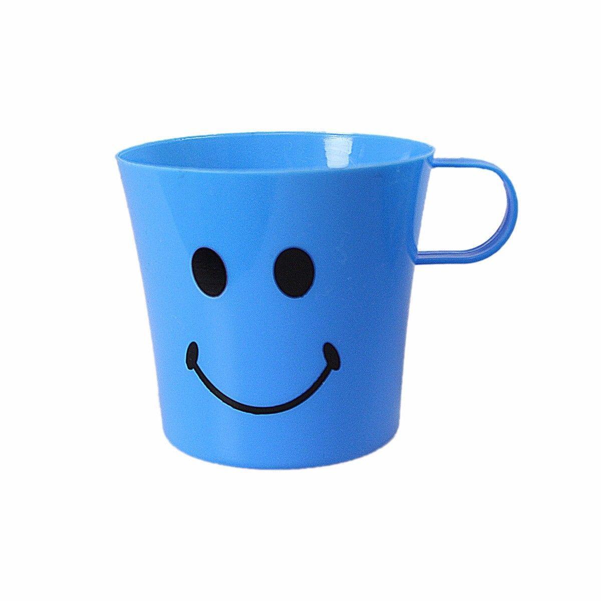 Children's Plastic Drinking Cup with Smiley Face Pack of 4 Assorted Colours 0438 A (Parcel Rate)