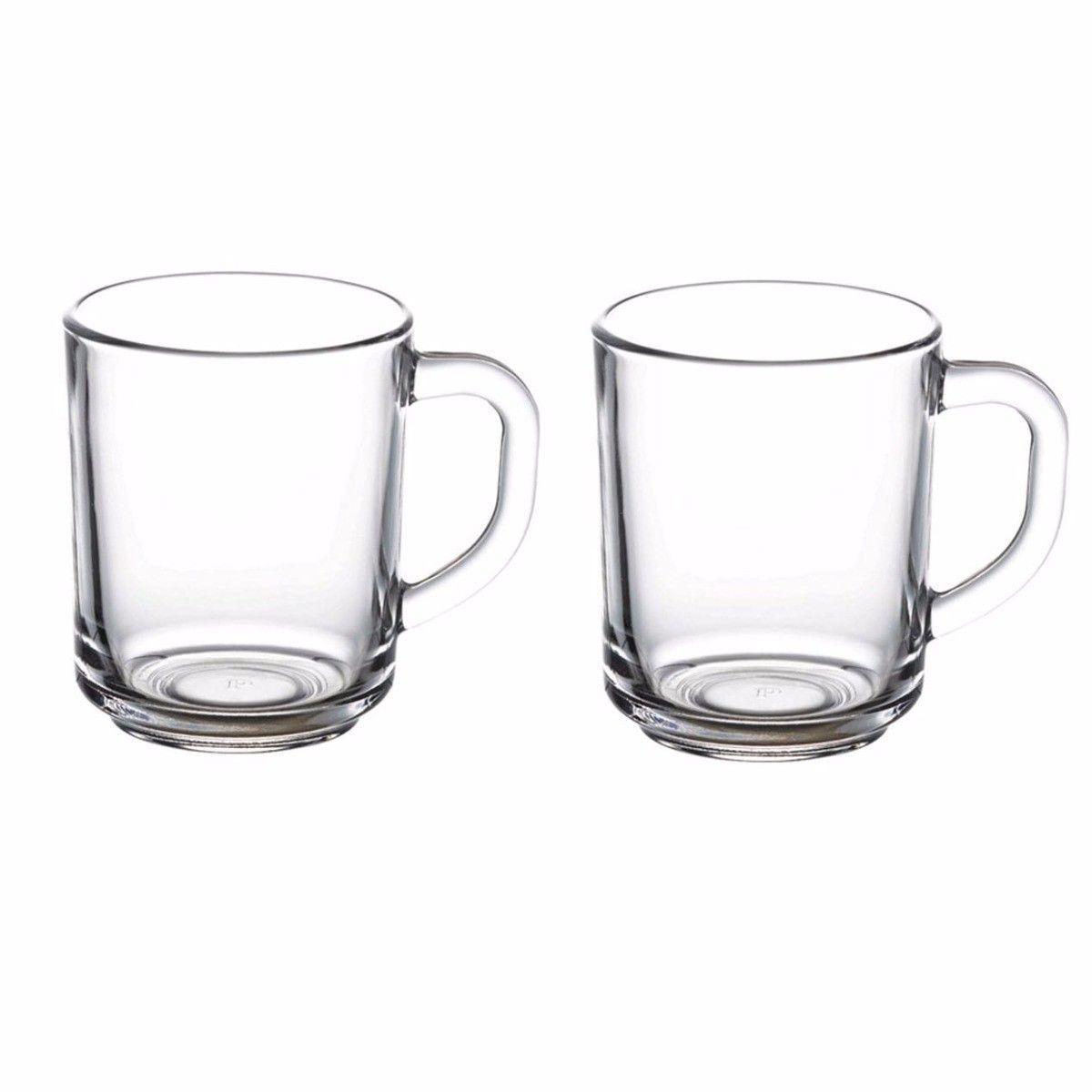 Pack Of 2 Clear Glass Handled Pub Mugs 250cc  55029 (Parcel Rate)