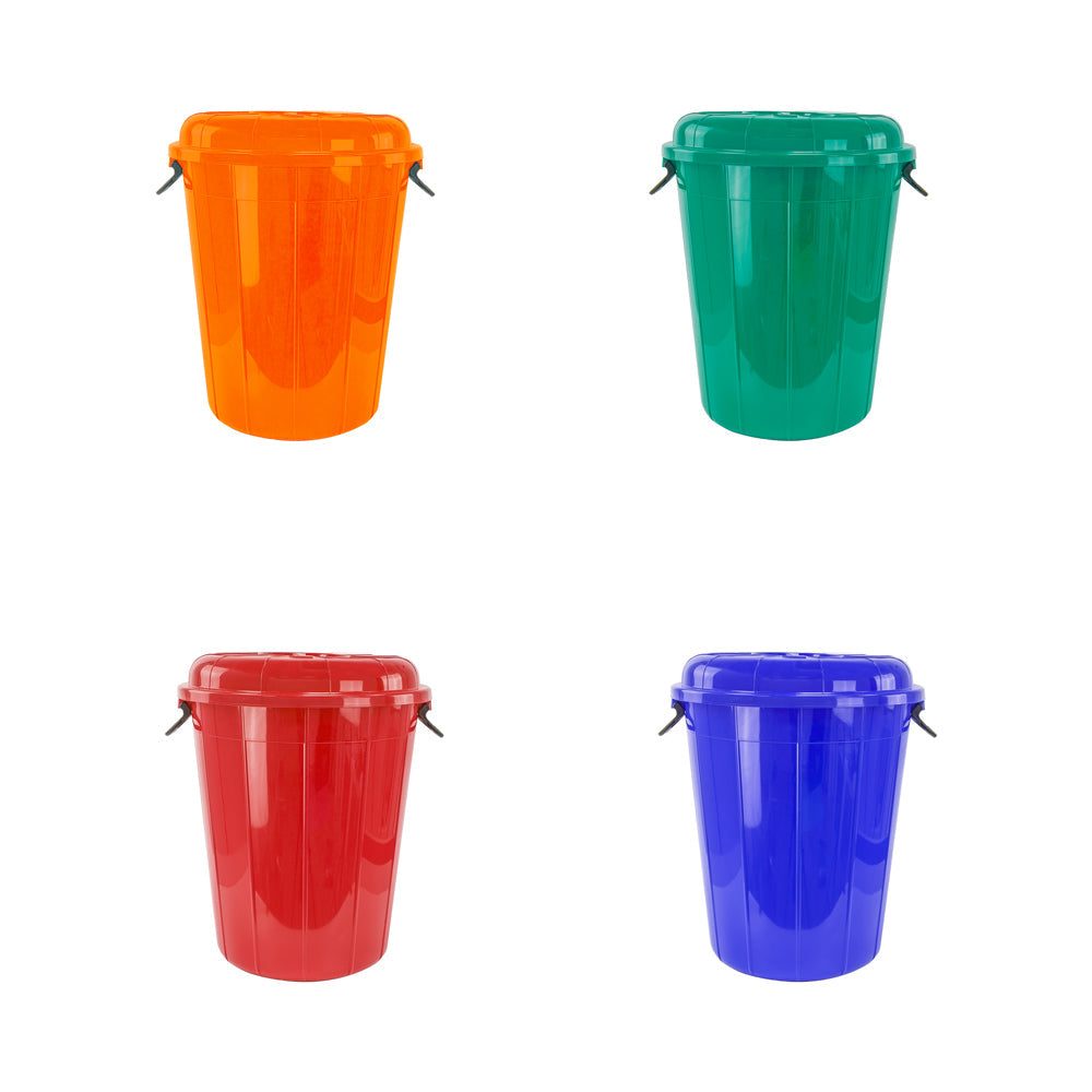 Plastic Eco Storage Drum Bin Bucket with 2 Side Handles 50L Assorted Colours 5006 (Big Parcel Rate)