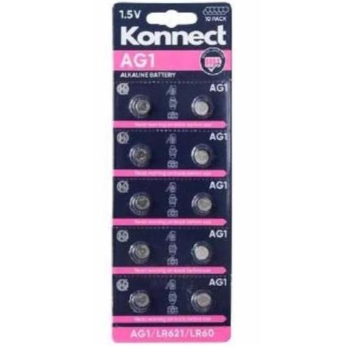 Konnect 10 Pack Alkaline Batteries 1.5v - AG1 - LR621 - LR60 (Large Letter Rate)