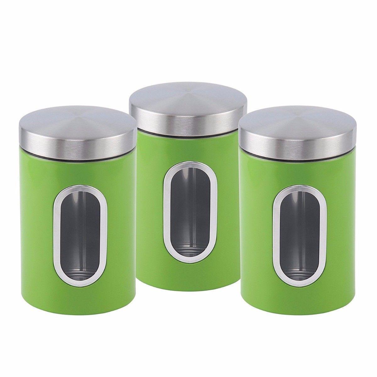 High Quality NEA Set Of 3 Cannisters Green 6710 (Parcel Rate)