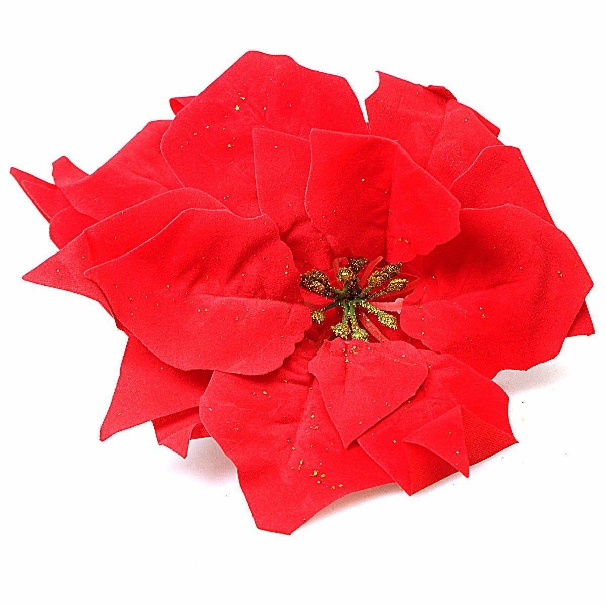 Artificial Fake Plastic Red Poinsettia Christmas Flowers 1239 (Parcel Rate)p