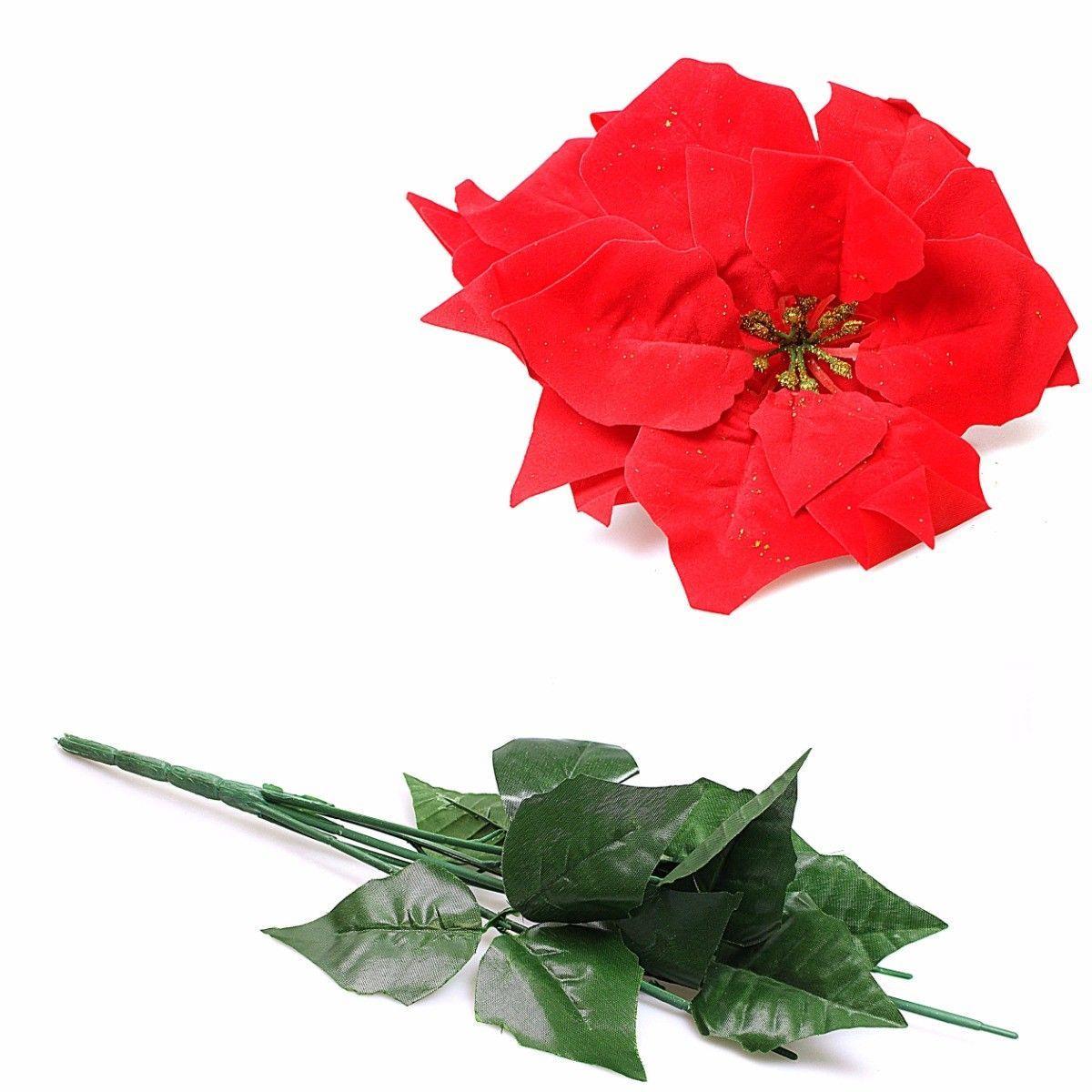 Artificial Fake Plastic Red Poinsettia Christmas Flowers 1239 (Parcel Rate)p