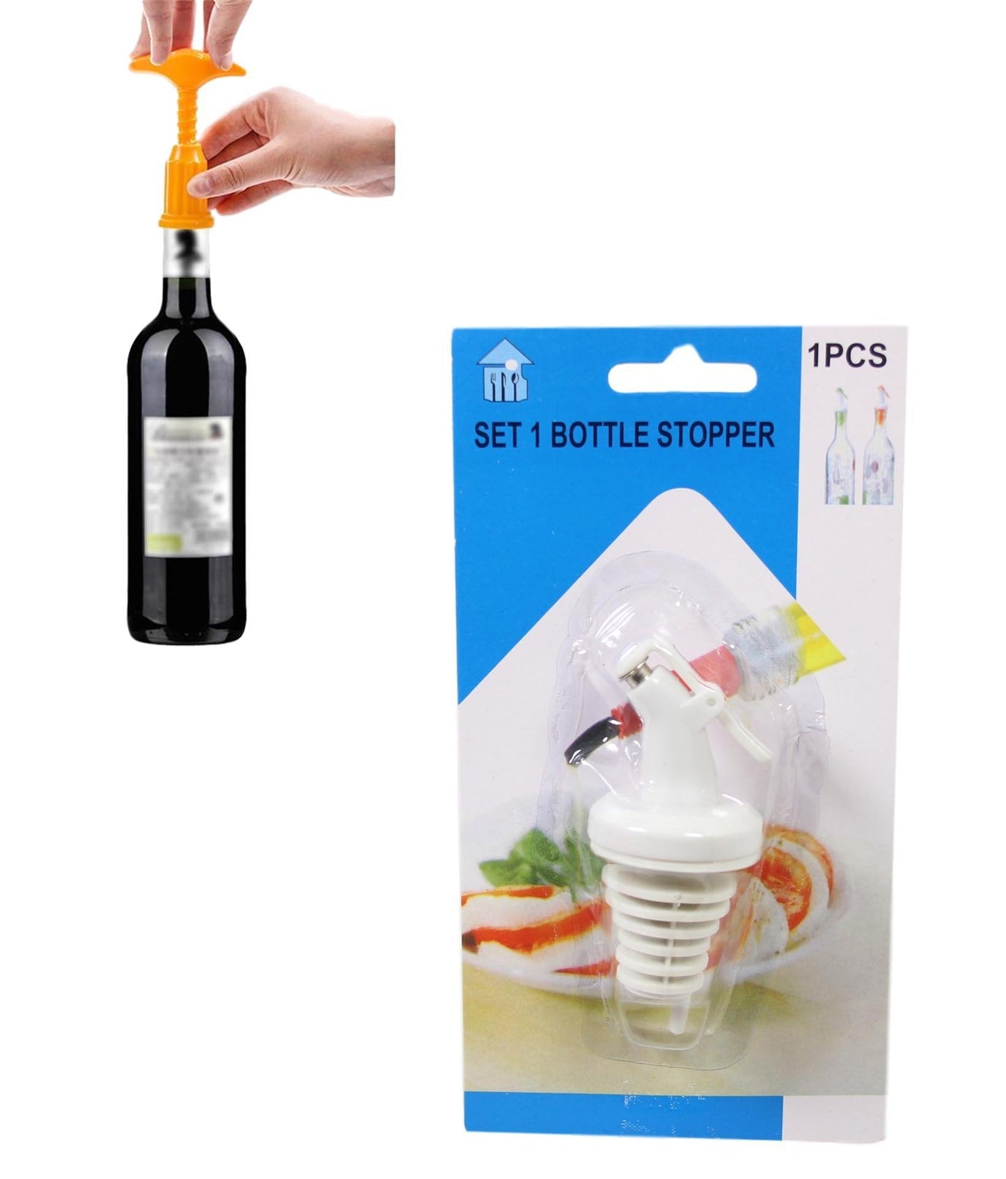 Plastic Oil Vinegar Wine Bottle Stopper Pourer Spout 9cm White 5607 (Parcel Rate)