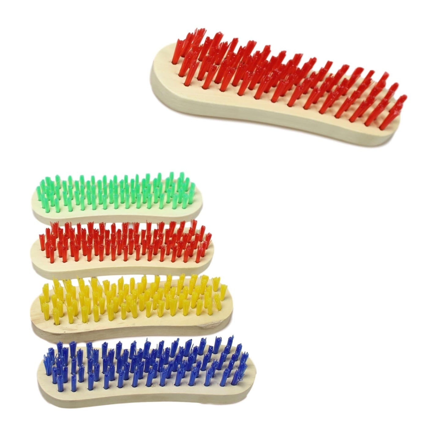 Wooden Cleaning Scrubbing Brush with Hard Bristles 16 cm Assorted Colours 5670 (Parcel Rate)