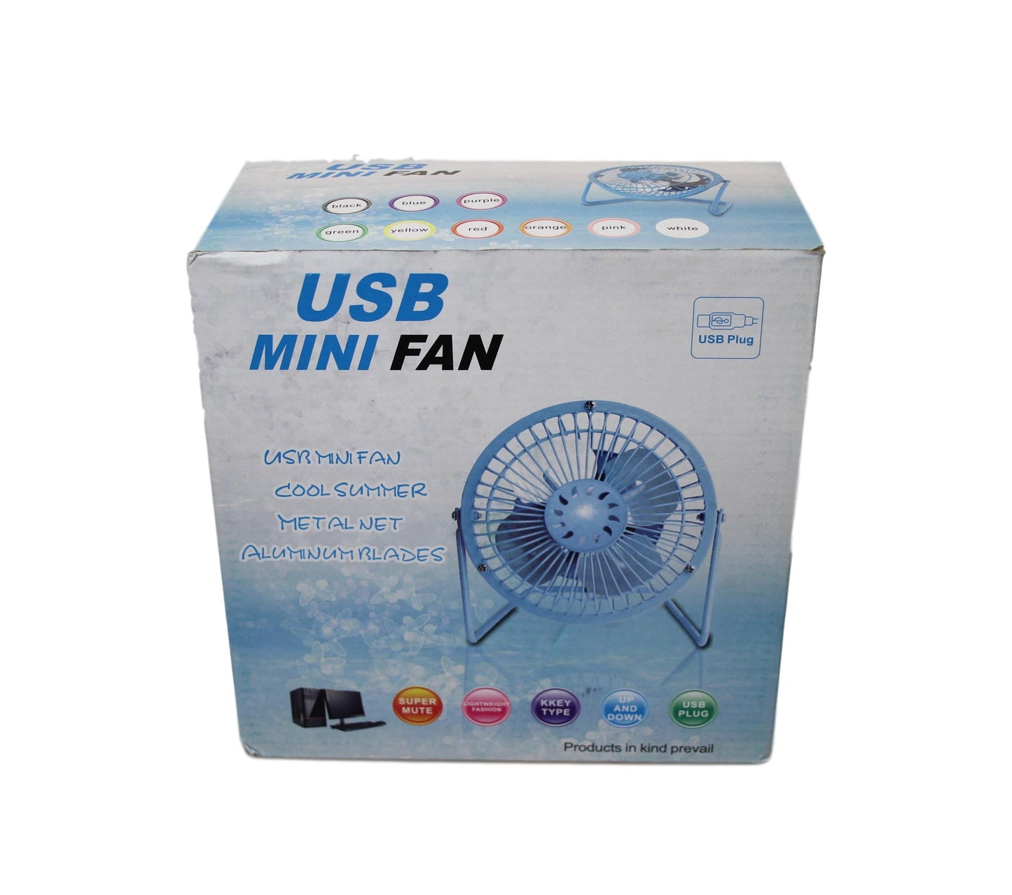 Metal USB Mini Desk Fan 17 x 19 cm Assorted Colours 5804 (Parcel Rate)