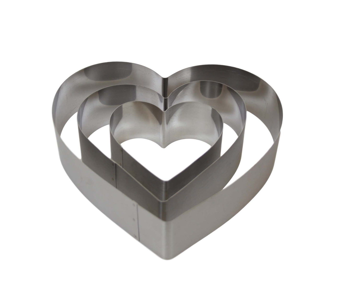 Stainless Steel Heart Baking Ring Mould Set of 3 20 / 15 / 10 cm 5915 (Parcel Rate)