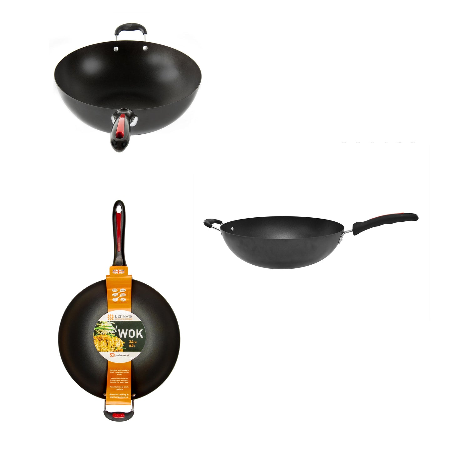 Carbon Steel Non Stick Wok Pan 34 cm 5947 (Parcel Rate)