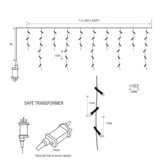 480LED Brilliant Ice White Icicle Lights 6046 (Parcel Rate)p