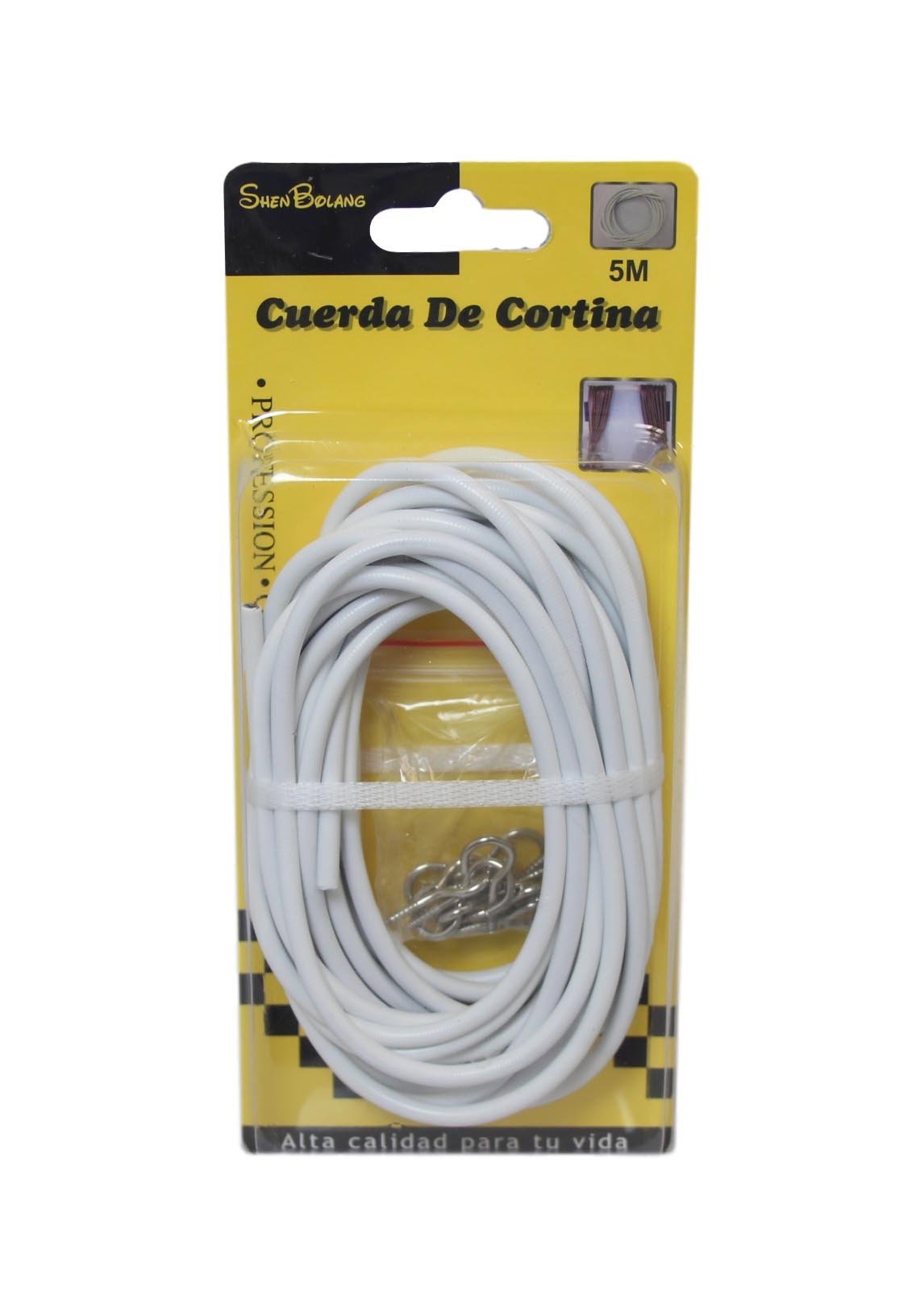 Net Curtain Wire White Window Cord Cable With Hooks Indoor Outdoor 5m Cable 60964 (Parcel Rate)