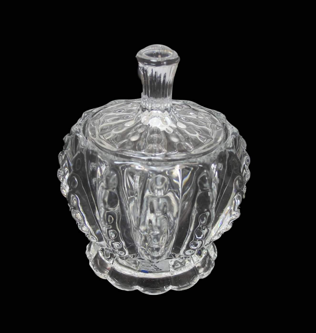 Crystal Glass Sweets Sugar Jar with Lid 8 x 8 cm 6316 A (Parcel Rate)