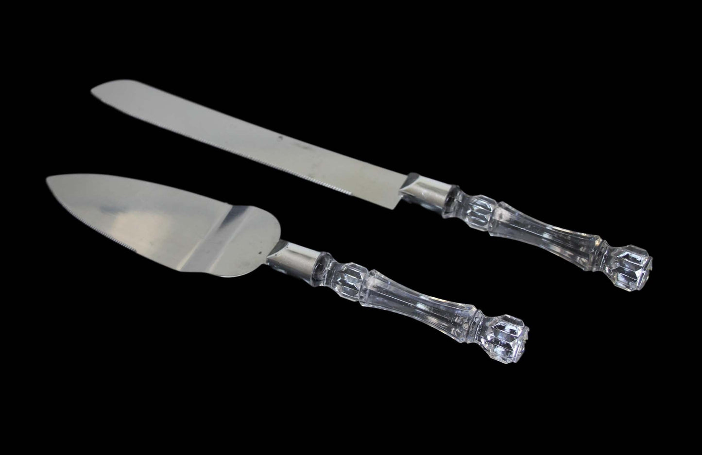 Cake Knife And Server 2 in 1 Crystal Plastic Handle 25 / 30 cm 6380 / 6946 (Parcel Rate)