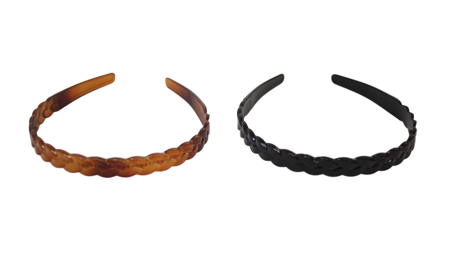 2 Pack Ladies Girls Wavy Headband Black/ Brown 1.3cm 6495 (Large Letter Rate)