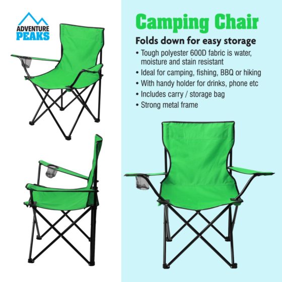 Foldable Outdoor Garden Camping Chair 50 x 50 x 80 cm Green 6620 (Big Parcel Rate)