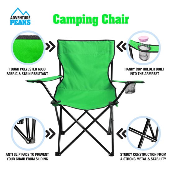 Foldable Outdoor Garden Camping Chair 50 x 50 x 80 cm Green 6620 (Big Parcel Rate)