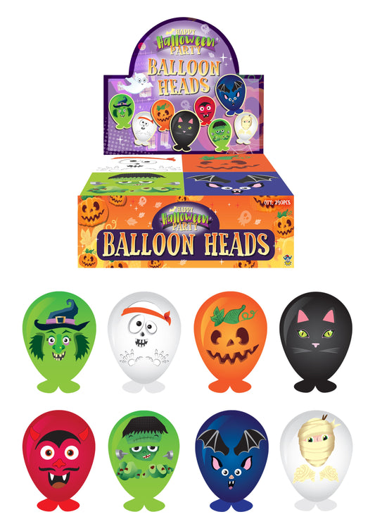 Halloween Balloon Heads 8 Assorted Designs V51357 (Parcel Rate)