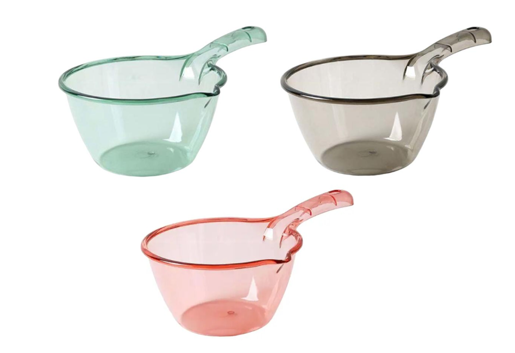 Bathroom Transparent Coloured Plastic Water Scoop 29 cm Assorted Colours 6809 (Parcel Rate)