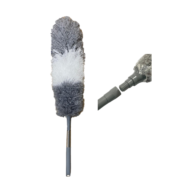 Extendable Grey / White Duster 65cm / 1.25m 6970 (Parcel Rate)