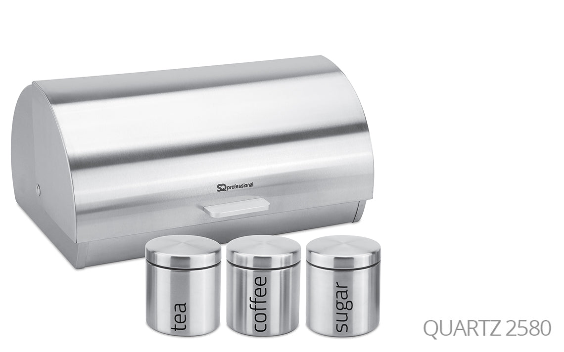 SQ Professional Gems Metal Bread Bin with 3 Canisters Assorted Colours 9895 (Parcel Rate)