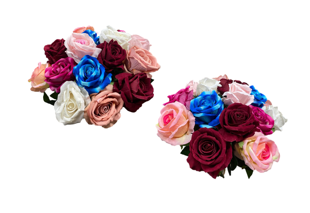 Plastic Artificial Fake Roses Flowers Single Stem Velvet Petals 50 cm Assorted Colours 7105 (Parcel Rate)