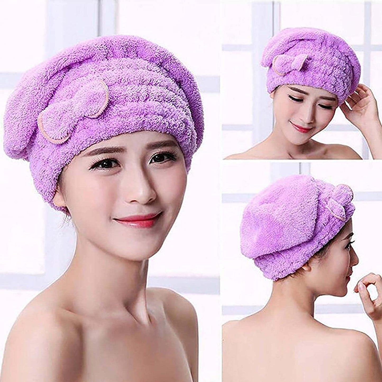 Microfibre Hair Wrap Bonnet with Bow Assorted Colours 6979 (Parcel Rate)