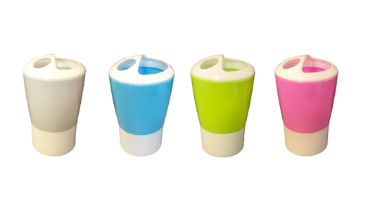 Plastic Toothbrush Holder Cup 11 x 7 cm Assorted Colours 7455 (Parcel Rate)