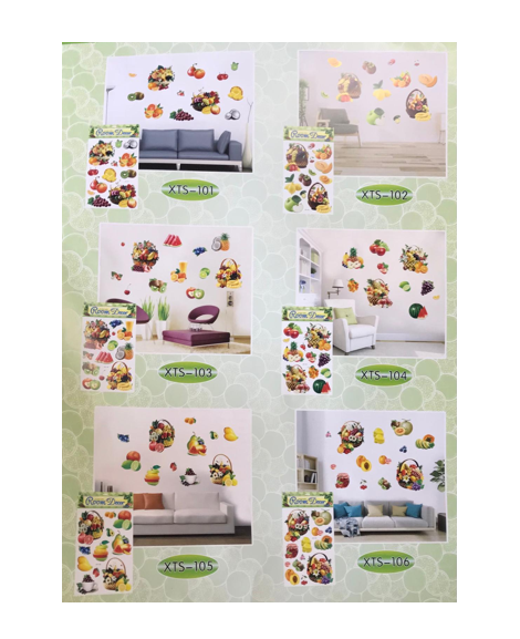 Room Decor 3D Effect Wall Stickers Fruit Design 60 x 35 cm Assorted Designs and Colours 7550 (Parcel Rate)