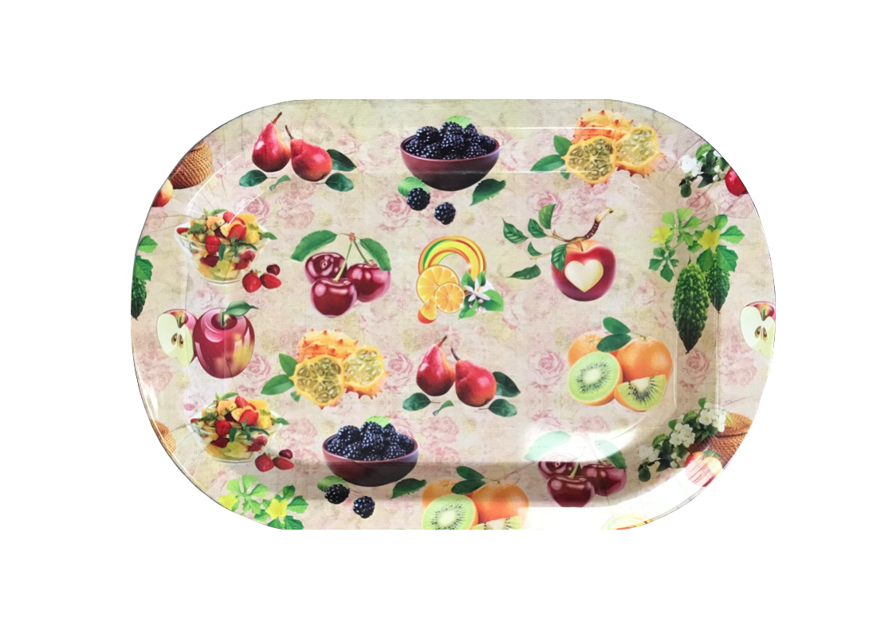 Plastic Rounded Rectangle Serving Tray with Printed Design 41.5 x 28 cm Assorted Designs 7653 (Parcel Rate)