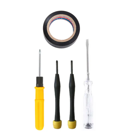 DIY Tools Set of 5 Screwdrivers Electrical Tester / Tape 7663 (Parcel Rate)