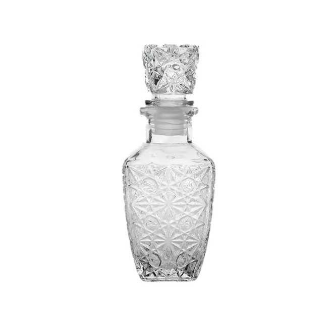 Elegant Square Patterned Glass Oil Vinegar Perfume Whiskey Decanter Bottle Medium 7725 (Parcel Plus Rate)