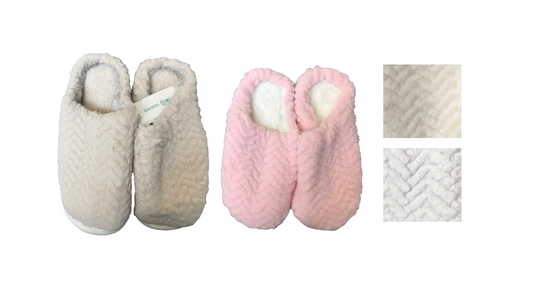 Indoor Fuzzy House Slippers with Chevron Design Assorted Sizes and Colours 7746 (Parcel Rate)