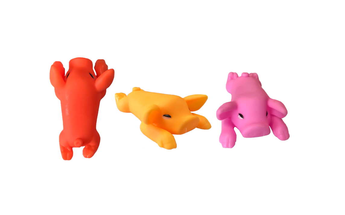 Pet Dog Toy Squeaky Flat Laying Roasted Pig 12 x 6 cm Assorted Colours 7758 (Parcel Rate)