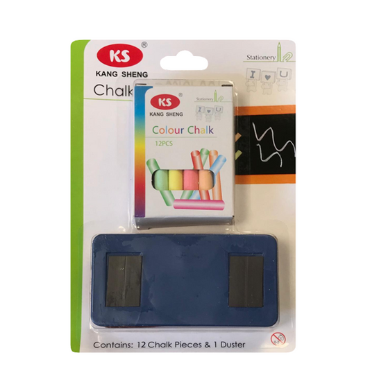 Coloured Chalk Sticks (12) and Duster 7806 (Parcel Rate)