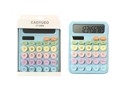 Plastic Pastel Round Button Calculator 15.5 x 12 cm Assorted Colours 7822 (Large Letter Rate)