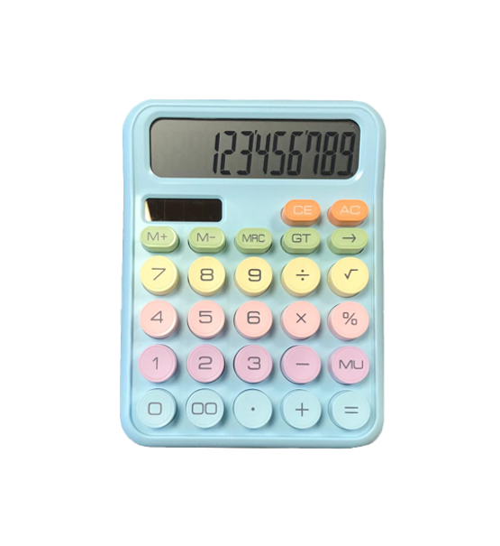 Plastic Pastel Round Button Calculator 15.5 x 12 cm Assorted Colours 7822 (Large Letter Rate)