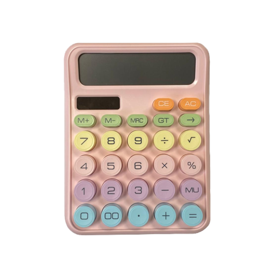 Plastic Pastel Round Button Calculator 15.5 x 12 cm Assorted Colours 7822 (Large Letter Rate)