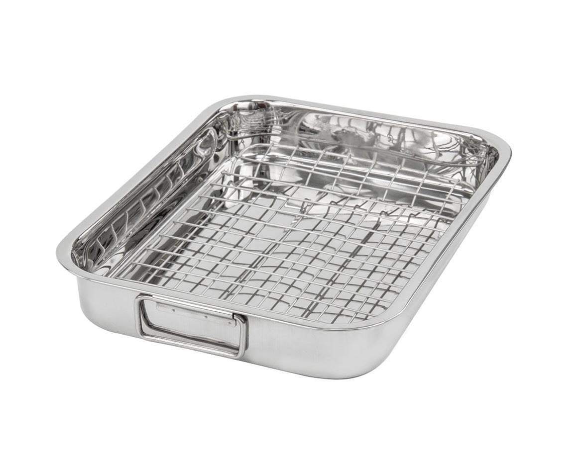 SQ Lustro Lasagne Oven Roasting Tin Tray with Rack W 31cm x D 24cm x H 5cm / 3.5L 8883 (Parcel Rate)