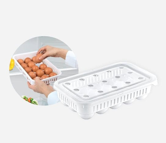 Plastic Egg Storage Container Box 15 Eggs 28 x 18 x 8 cm AK680 (Parcel Rate)