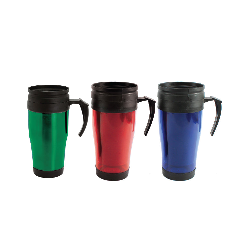 SQ Professional Car Coffee Tea Travel Mug with Handle 450ml Assorted Colours 0045 / 9995 A (Parcel Rate)